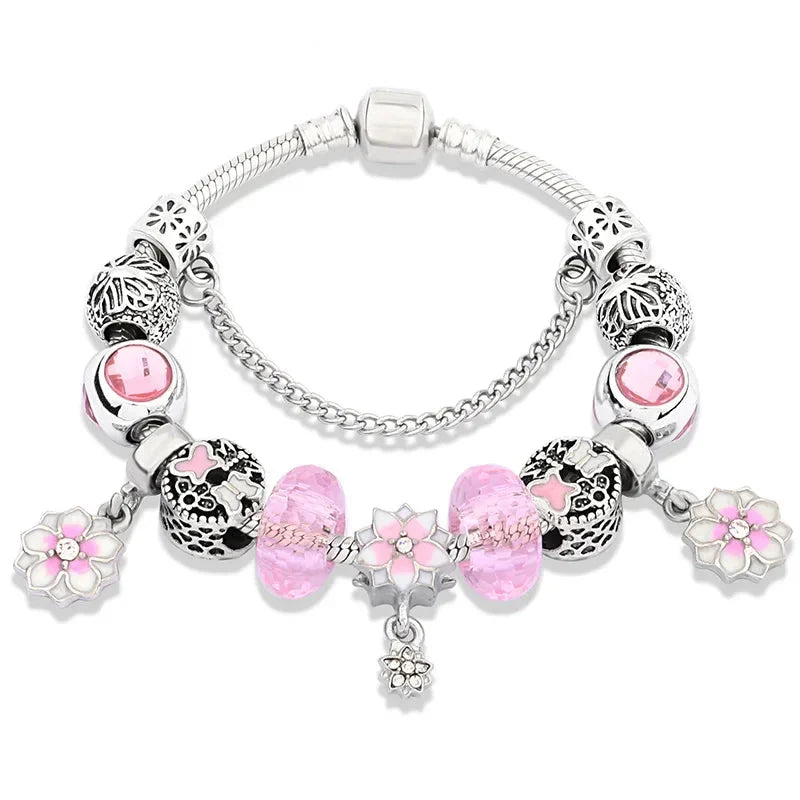Bracelets à breloques roses Kawaii