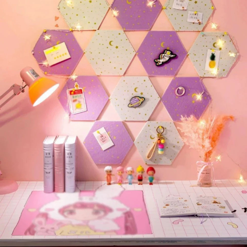 Azulejo de pared de tablero de fieltro hexagonal