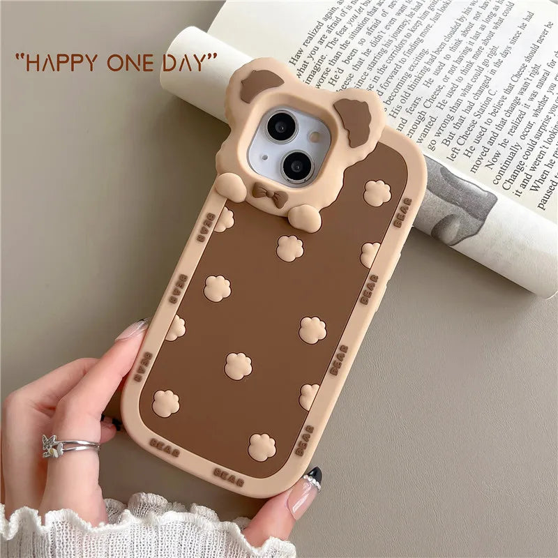 Coque iPhone avec empreintes d'ours et de pattes mignonnes