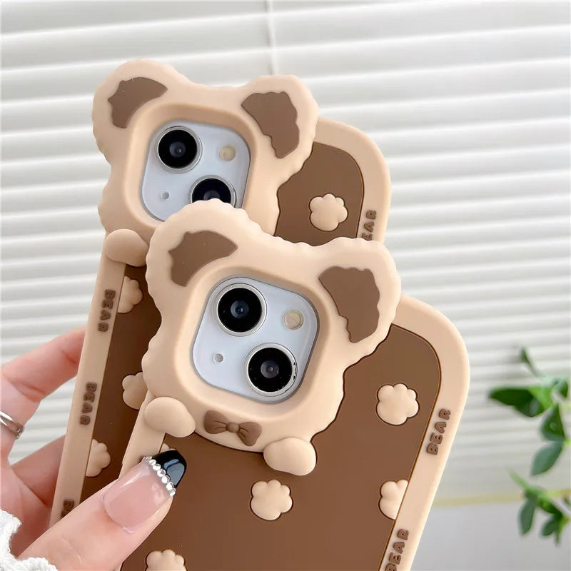 Coque iPhone avec empreintes d'ours et de pattes mignonnes