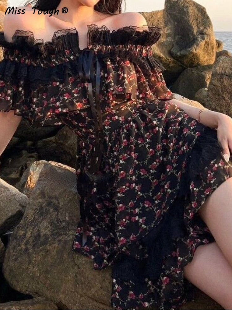 Sweet Floral Off-Shoulder Dress