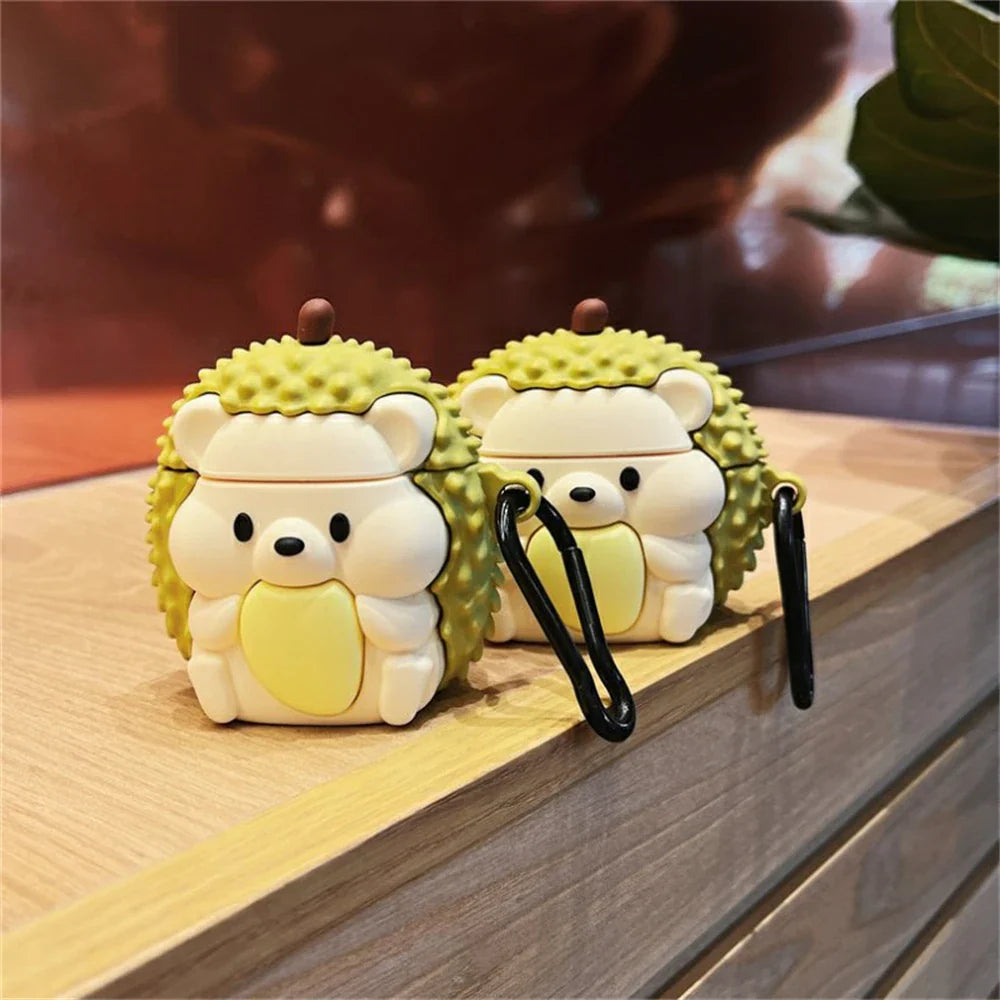 Estuche para Airpods con diseño de erizo de durian