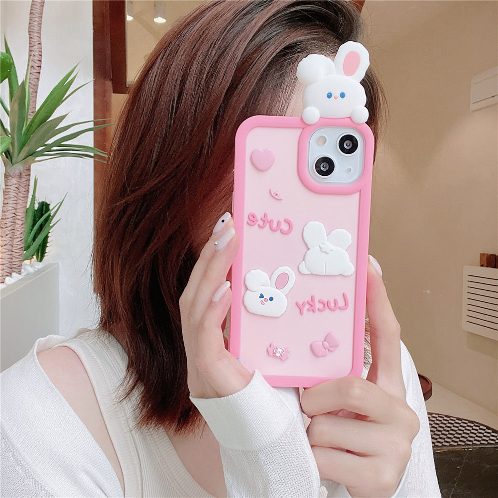 Fundas para iPhone con diseño de conejito y oso