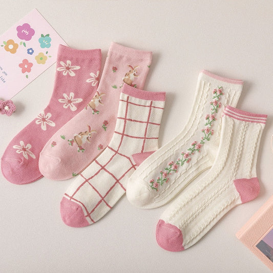 Chaussettes à fleurs roses