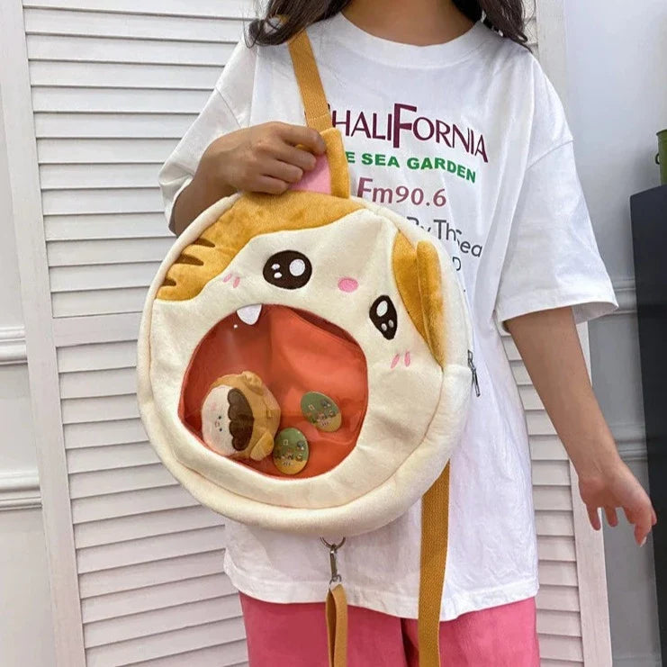 Sac à dos avec présentoir à épingles en peluche pour chat