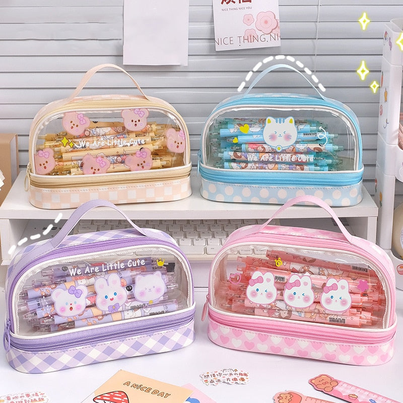 Trousse transparente à motifs d'animaux mignons