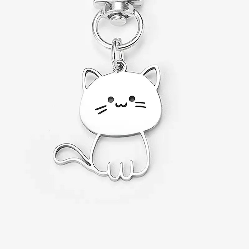 Porte-clés Kawaii Chat Argenté