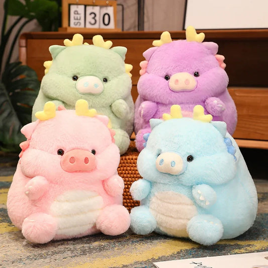 Peluches dragon pastel potelées
