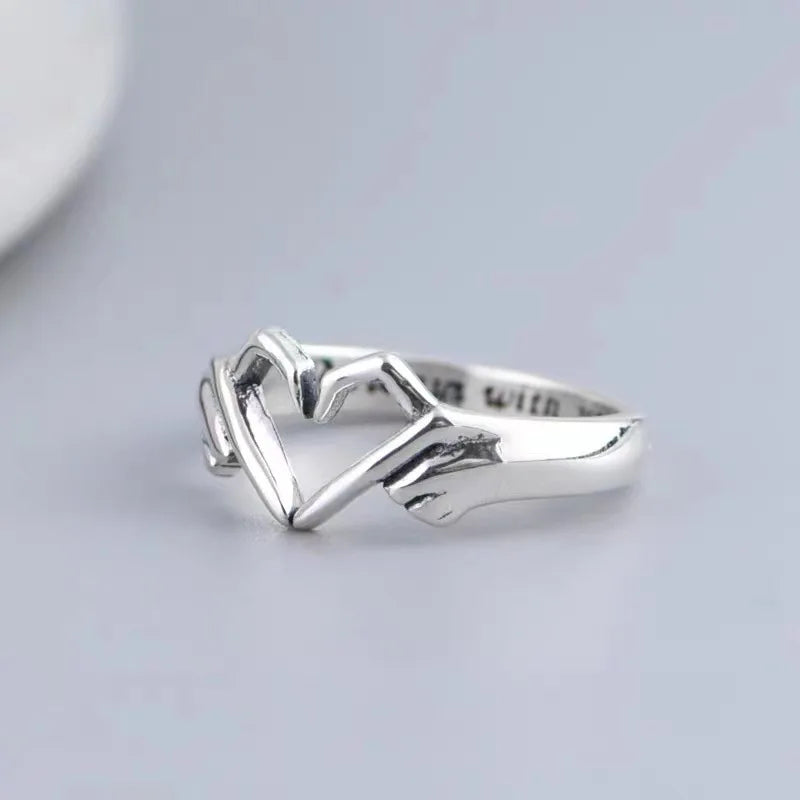 Cute Heart Hands Ring