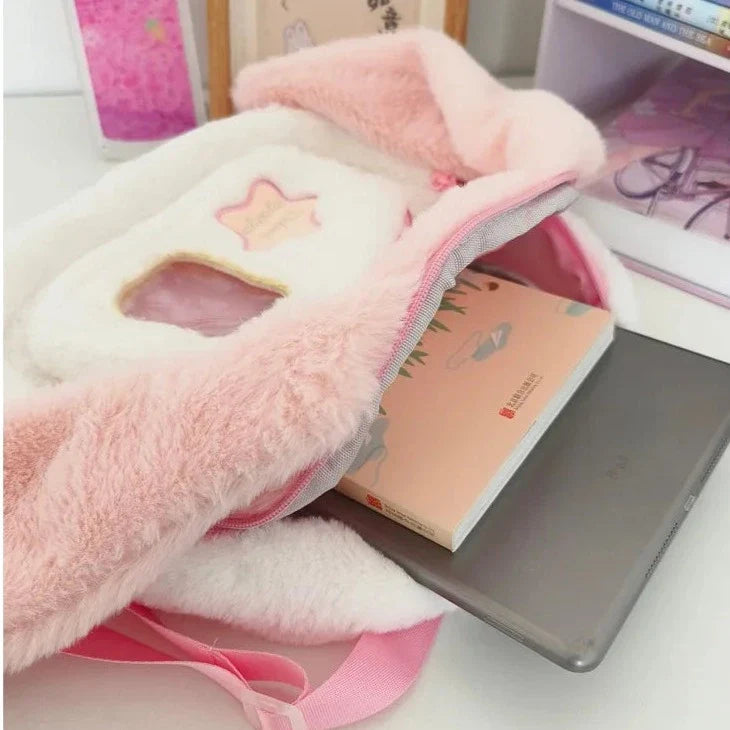 Mochila de conejito de peluche kawaii
