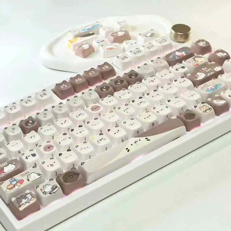 Juego de teclas de teclado con diseño de gato kawaii