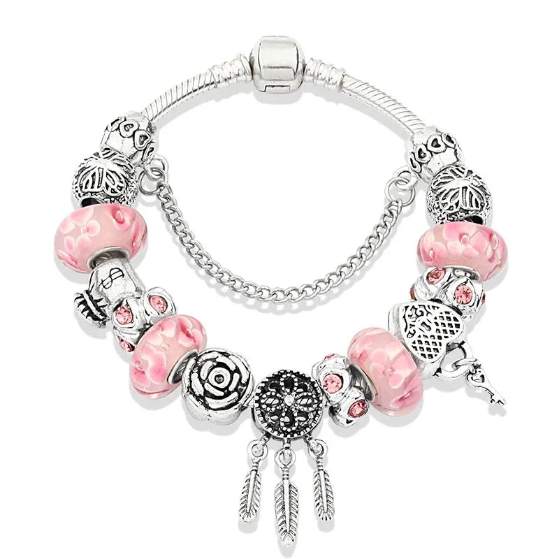 Bracelets à breloques roses Kawaii
