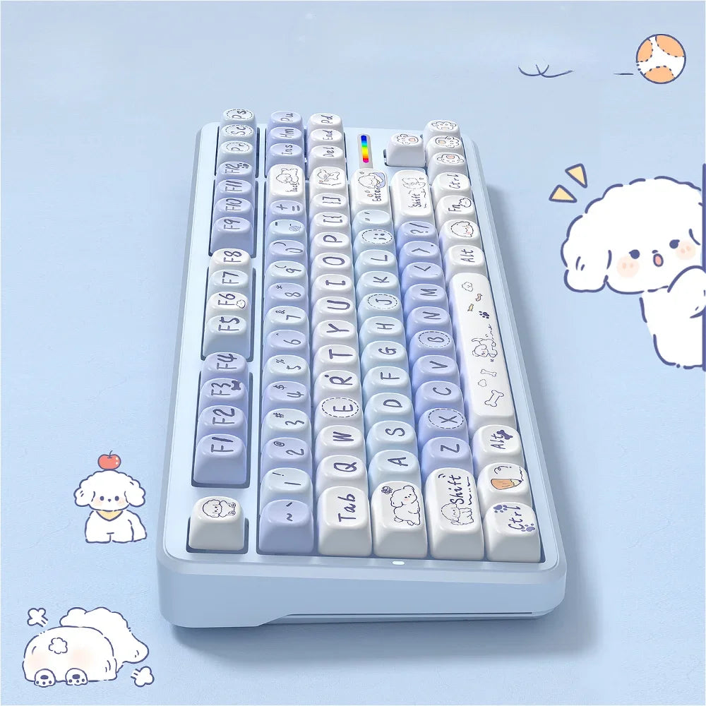 Juego de teclas con forma de cachorro juguetón kawaii