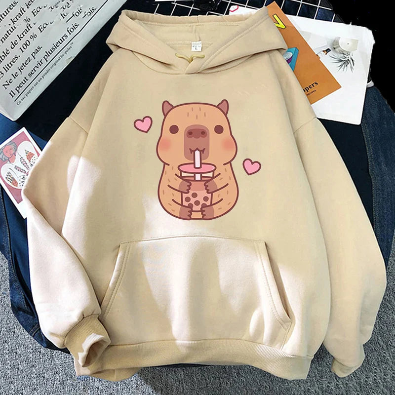 Capybara Hearts Boba Tea Hoodie