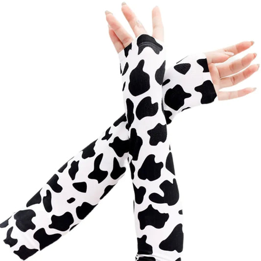 Manchettes chauffe-bras à imprimé vache