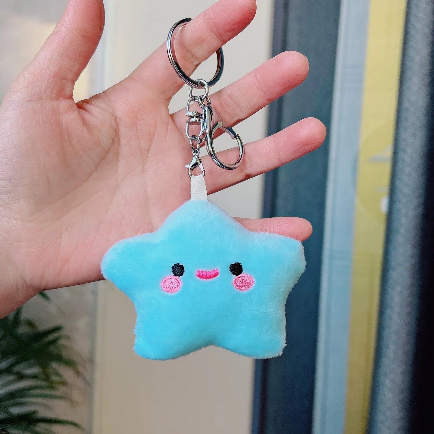 Porte-clés pendentif en peluche étoile kawaii