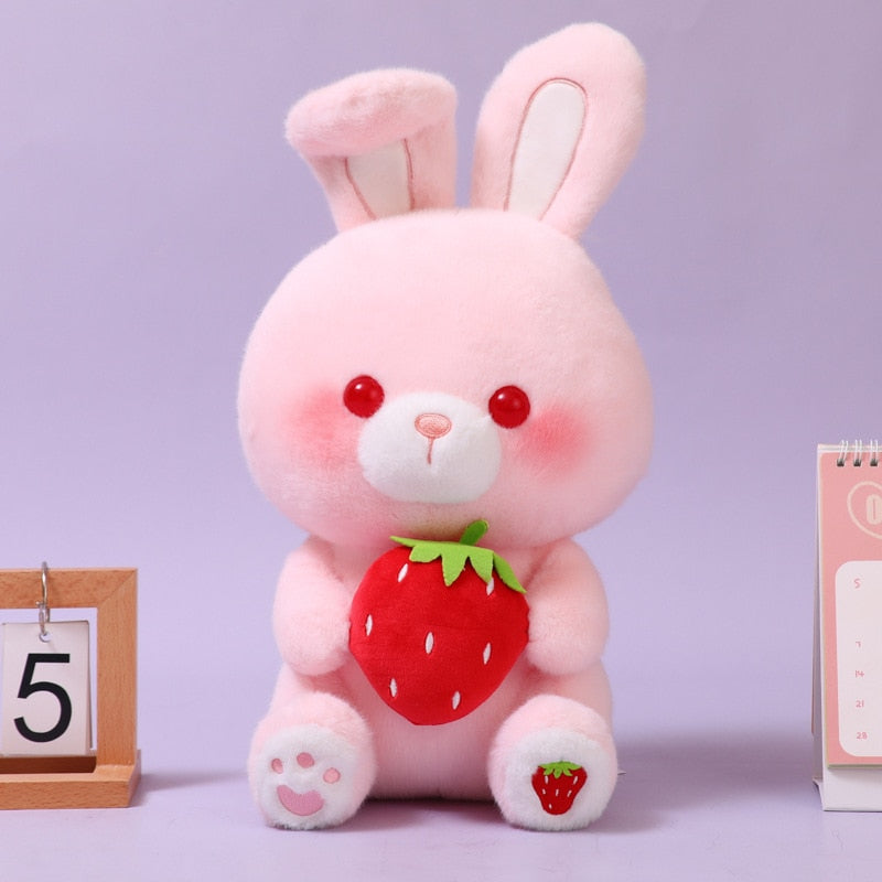 Peluches ours et lapin fraise