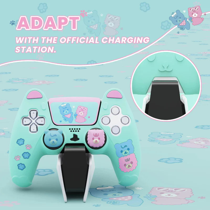 Housse de protection PlayVital Kawaii Bears pour manette PS5