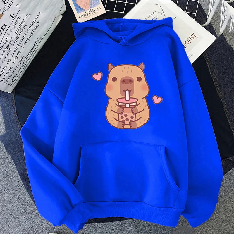 Capybara Hearts Boba Tea Hoodie