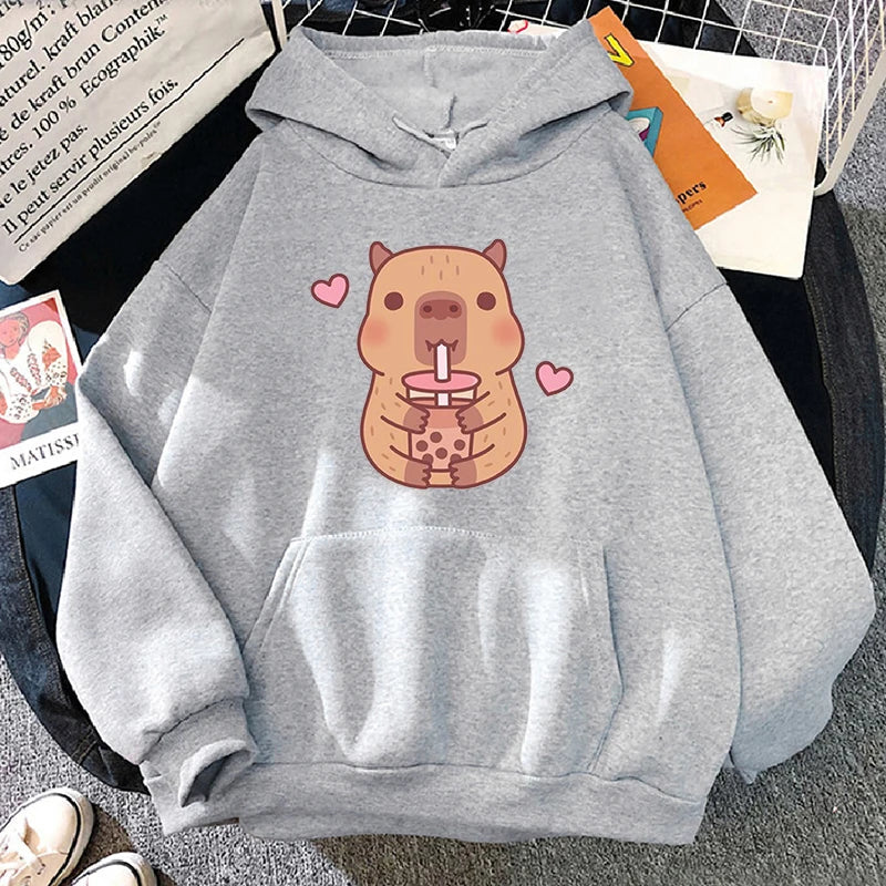 Capybara Hearts Boba Tea Hoodie