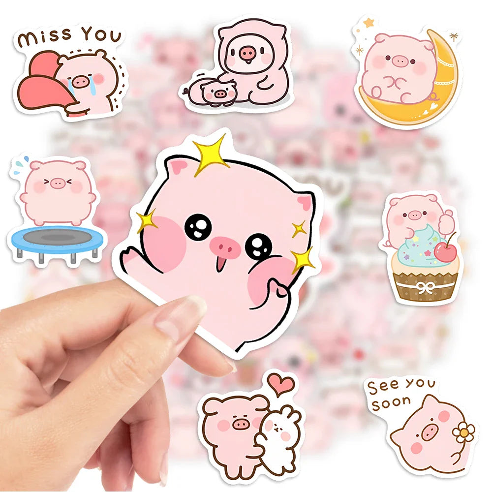 Pack d'autocollants cochon kawaii