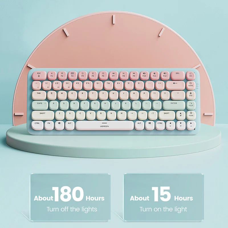 Clavier sans fil rose pastel et vert