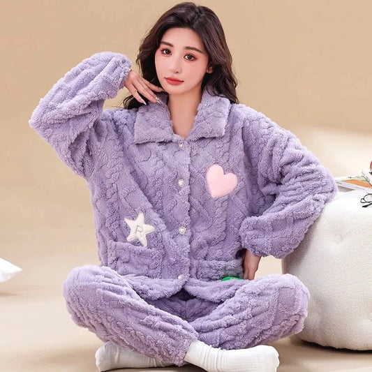 Pyjama douillet en polaire violet