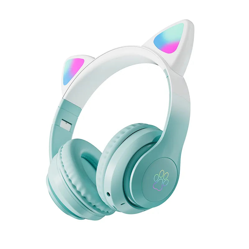 Casque de jeu à oreilles de chat avec lumières LED