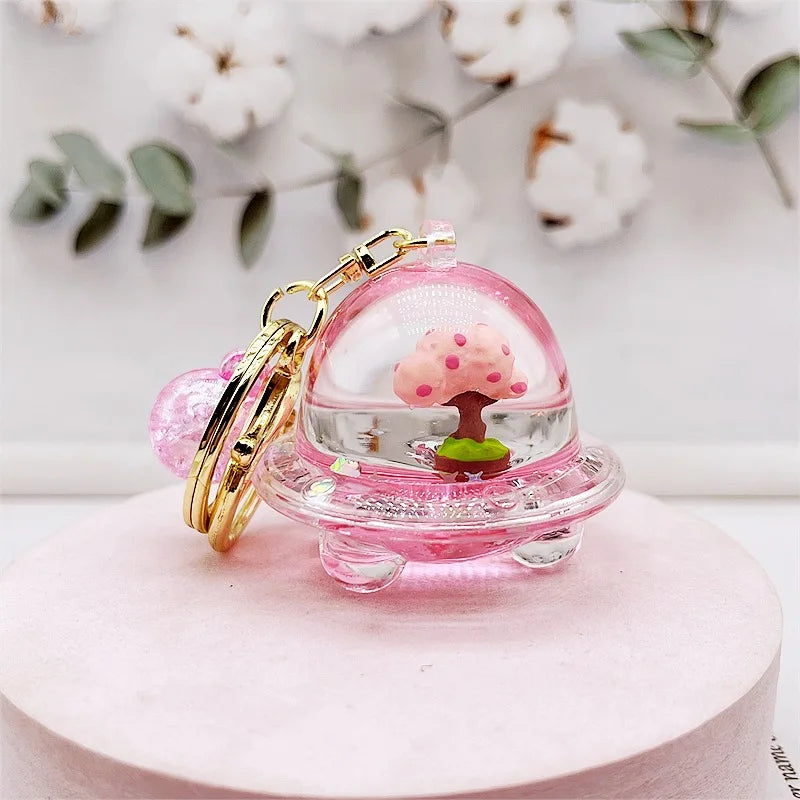 Porte-clés pailleté en forme de cerisier en fleurs