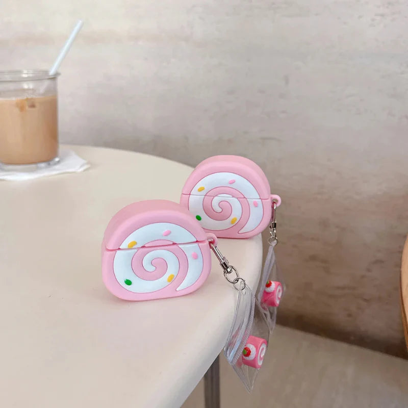 Strawberry Swiss Roll Wireless Earbuds Case