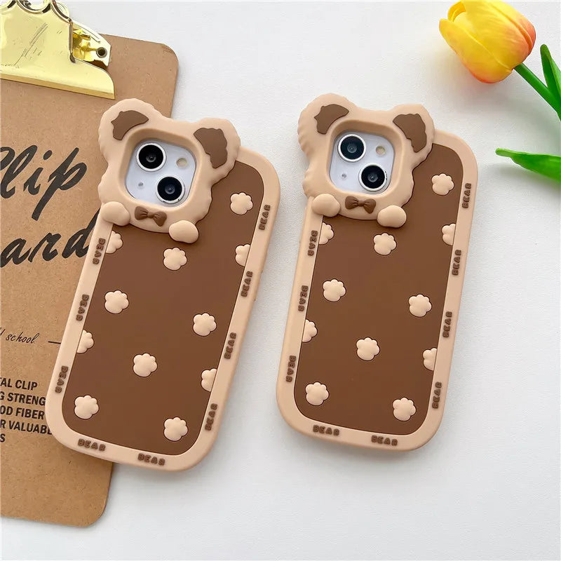 Coque iPhone avec empreintes d'ours et de pattes mignonnes