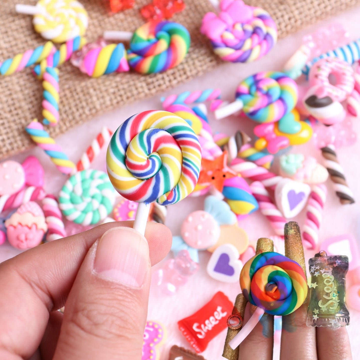 Breloques pour ongles en forme de bonbons