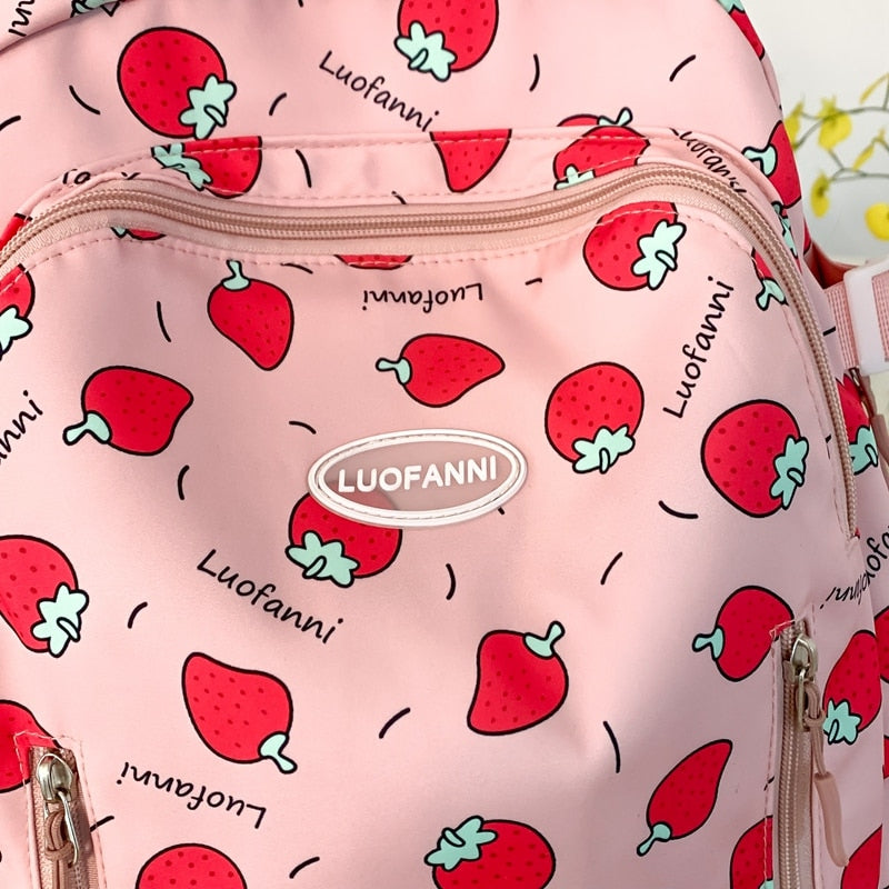 Sac à dos imperméable à imprimé fraise