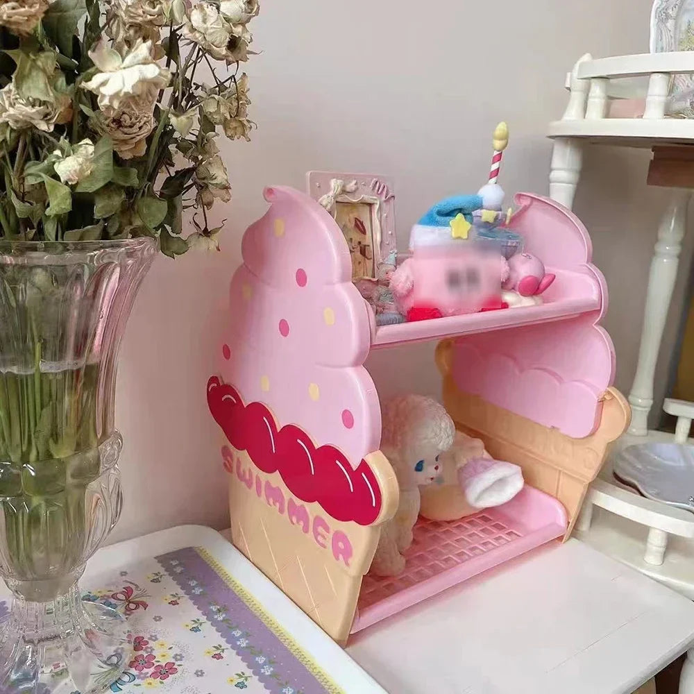 Estante de almacenamiento de doble capa para helados