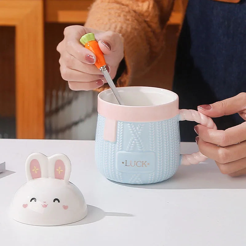 Tasses en céramique lapin pastel