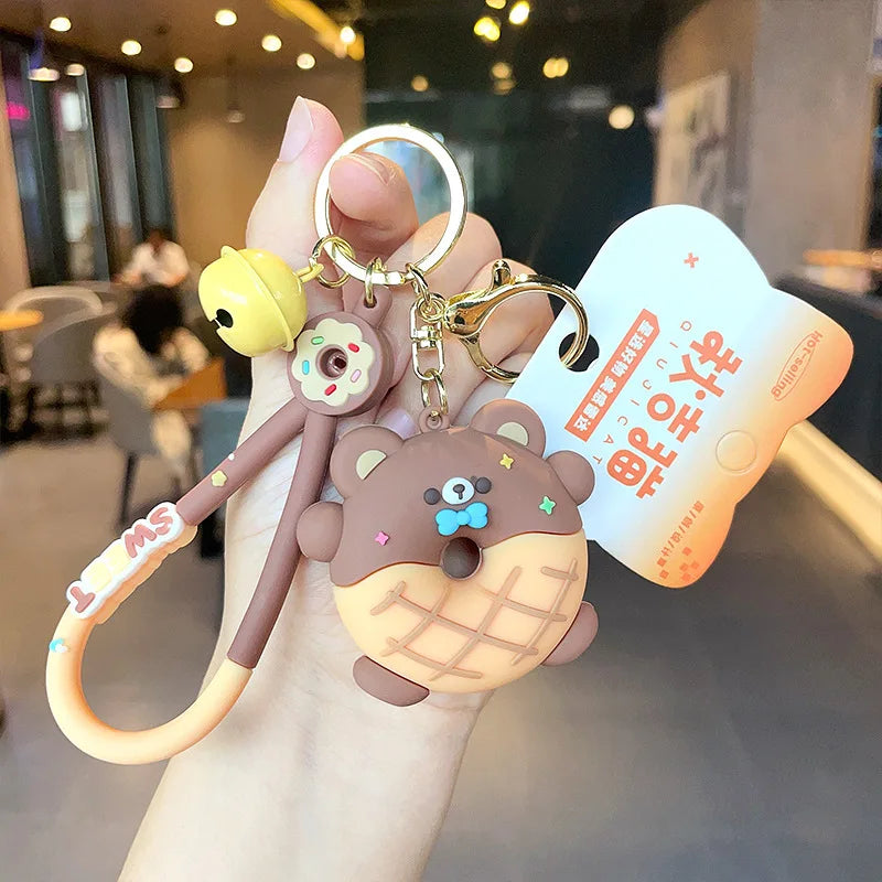 Porte-clés animaux en forme de beignet
