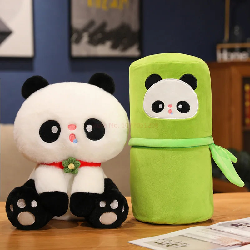 Peluches panda en bambou