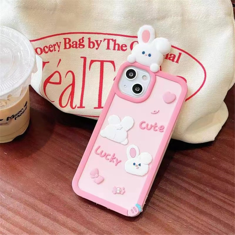 Fundas para iPhone con diseño de conejito y oso