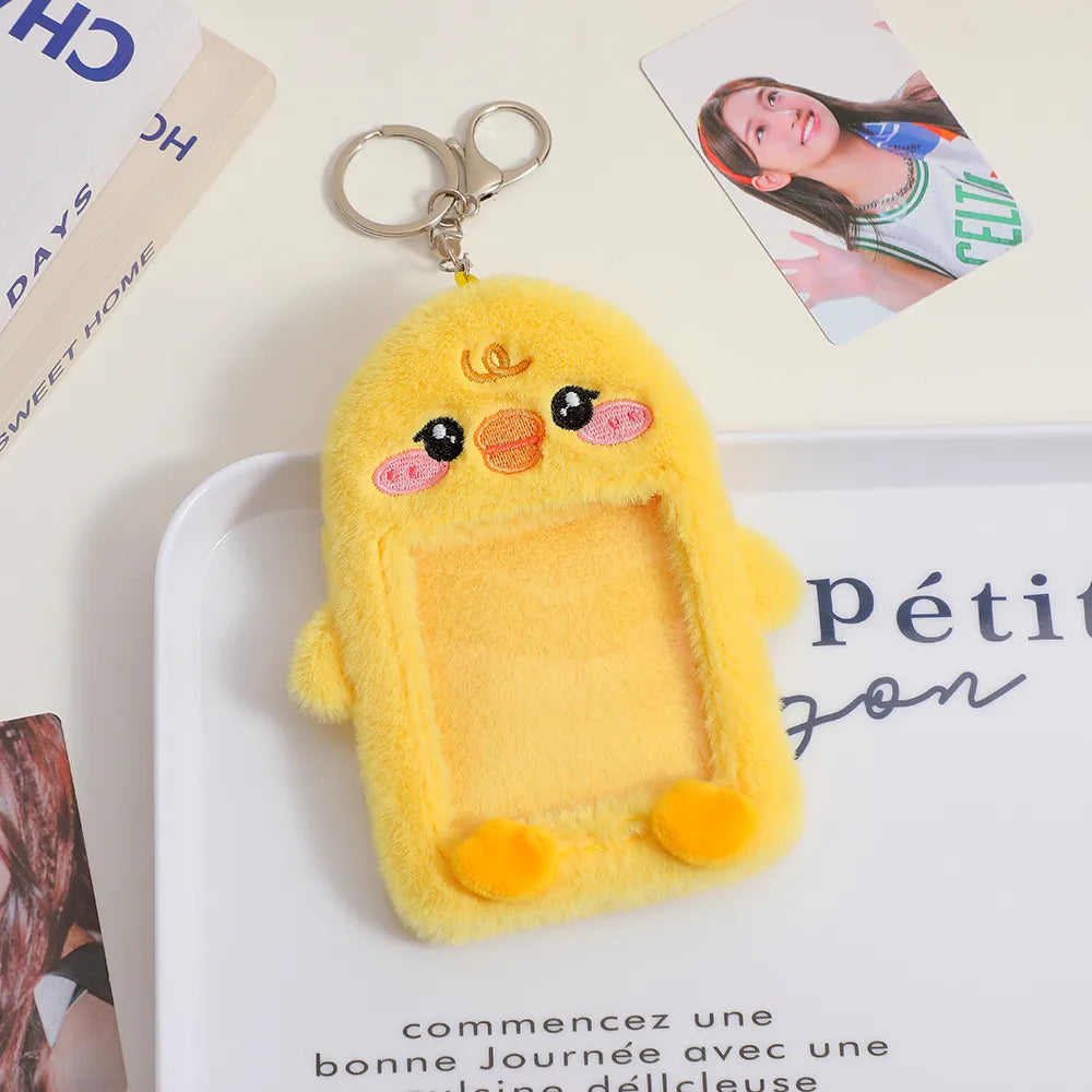 Porte-cartes photo en peluche avec porte-clés