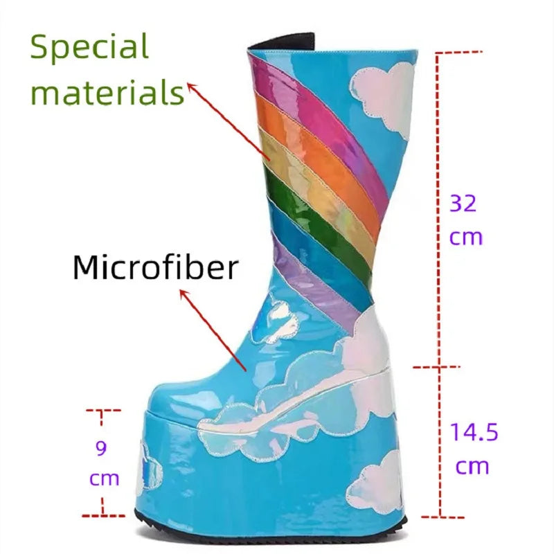 Bottes à plateforme Rainbow Clouds