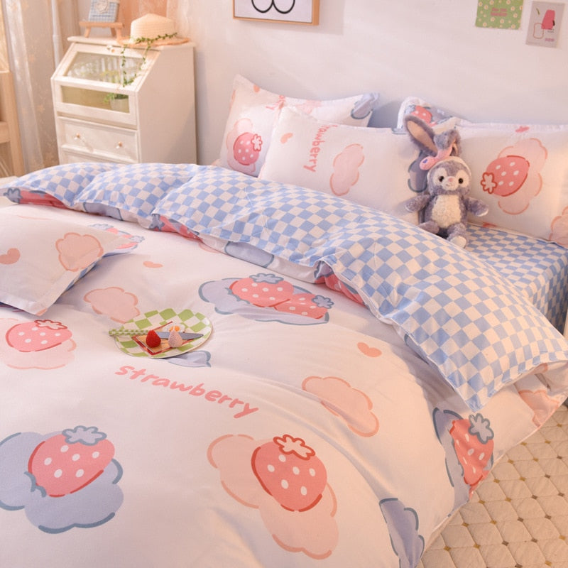 Sweet Strawberry Print Bedding Set