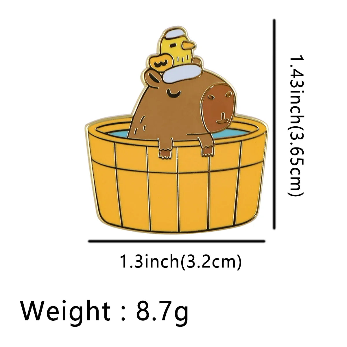 Broche en émail Capybara pour le bain