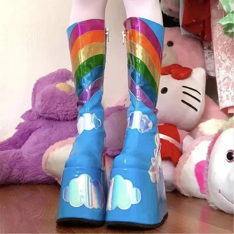 Bottes à plateforme Rainbow Clouds