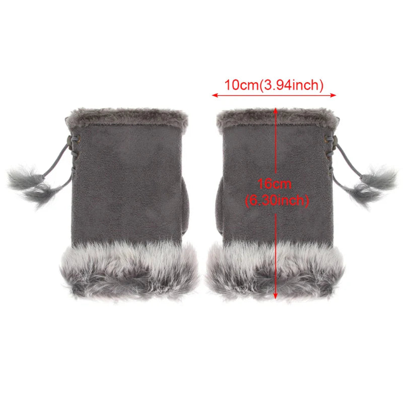 Fingerless Faux Rabbit Fur Gloves