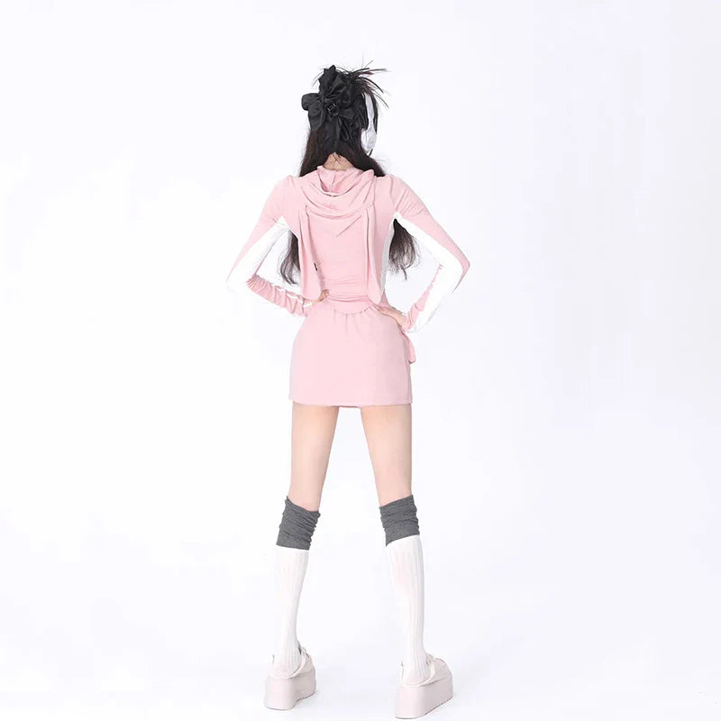 Two Piece Bunny Ears Hoodie Outfit