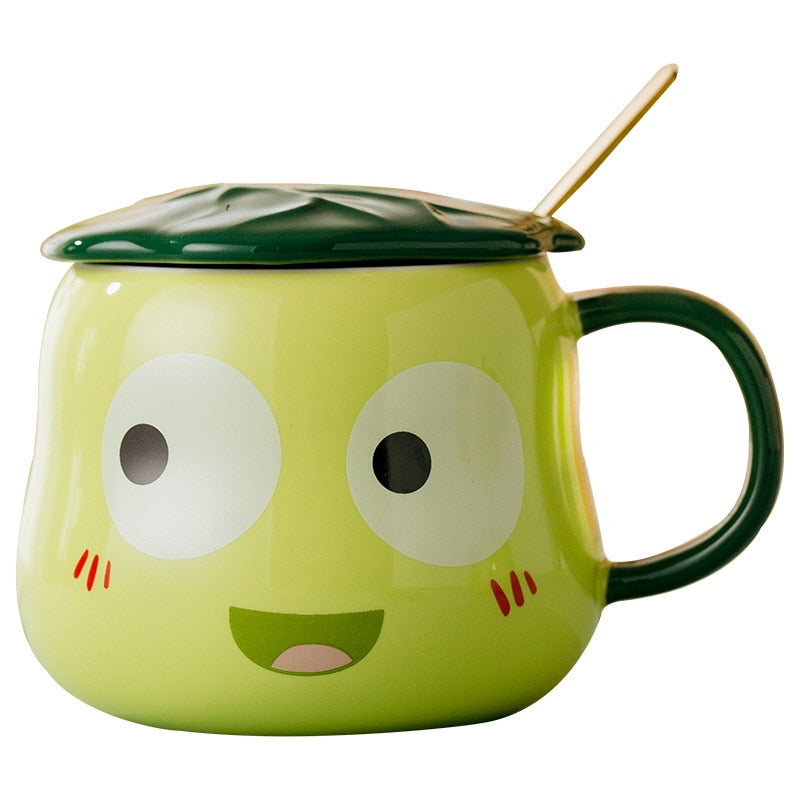 Taza de rana con tapa y cuchara