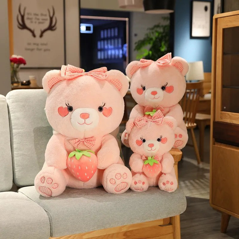 Peluches ours fraise rose