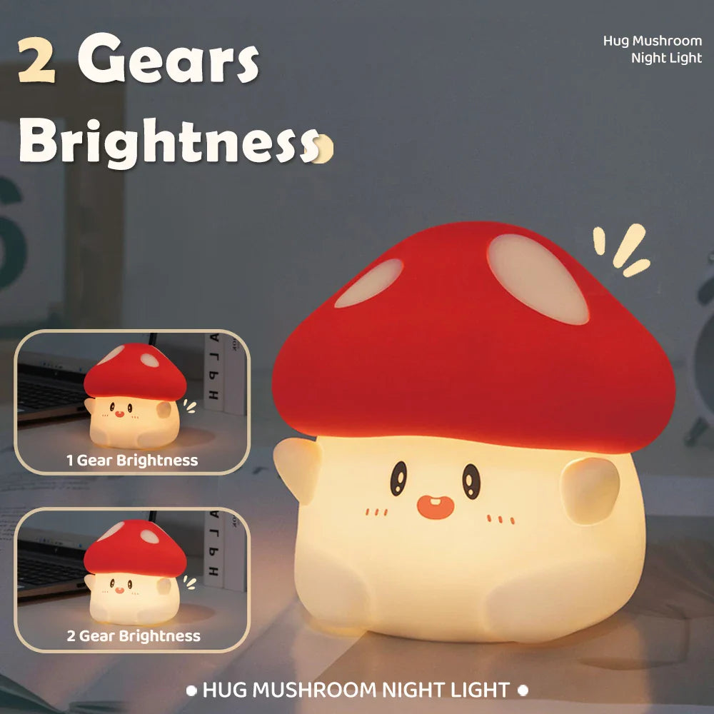 Luz de noche de hongo kawaii