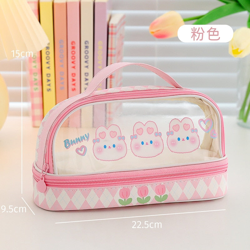 Trousse transparente à motifs d'animaux mignons