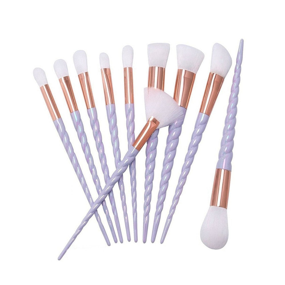 10 pinceaux de maquillage licorne